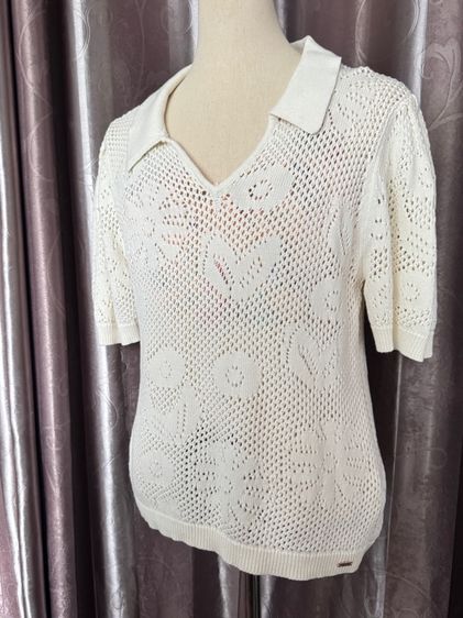 Used LynAround Top Polo Knit white พร้อมส่งจากกทม