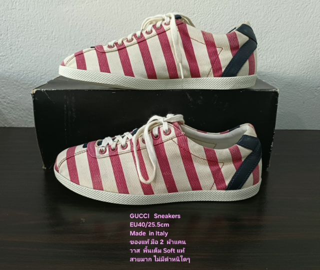GUCCI Sneakers for Women 6.5UK 40EU(25.5cm) Original Made in Italy ของแท้ มือ 2 สภาพเยี่ยม, รองเท้า Gucci ผ้า Canvas สวย พื้นเต็ม งดงามมาก รูปที่ 13