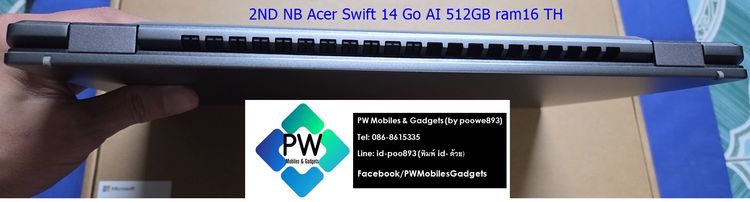 NB Acer Swift Go 14 AI สีเทา เครื่องไทย Snap X plus จอ 120Hz 14" 512GB ram16 win11แท้ เหมือนใหม่ มีเป้ ประกันยาวๆ3ปีใบเสร็จ รูปที่ 5