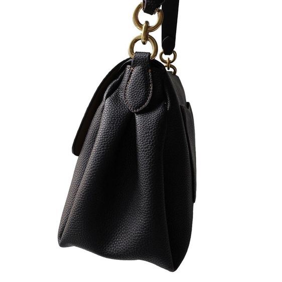 Coachแท้💯มือสอง สีดำรหัสC3954Coach Soft Pebble Leather May Shoulderbag Chalk Style (Black) รูปที่ 6