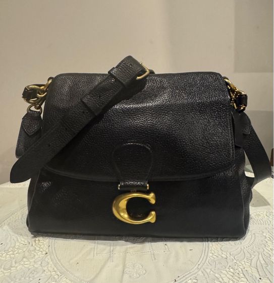 Coachแท้💯มือสอง สีดำรหัสC3954Coach Soft Pebble Leather May Shoulderbag Chalk Style (Black) รูปที่ 2