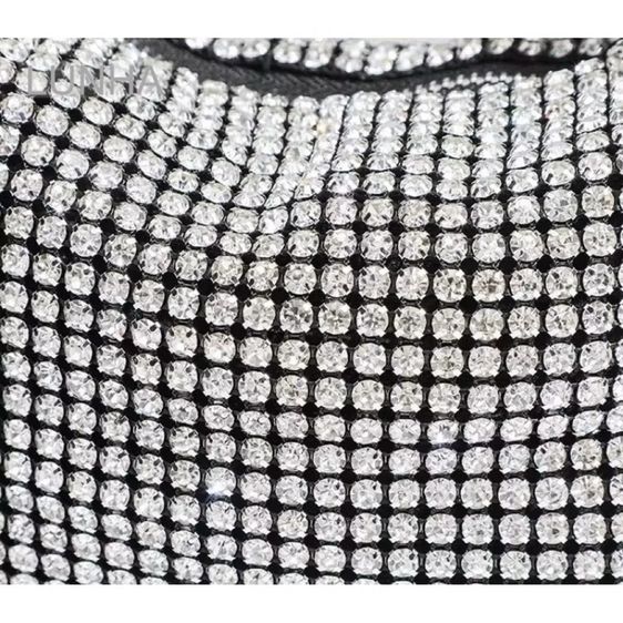 Rhinestone Dinner Handbags Bucket Bags กระเป๋าสะพายข้างสําหรับงานปาร์ตี้งานแต่งงานค็อกเทลปาร์ตี้ เพชรแน่นมากสวยหรูดูแพงมาก เกรดขึ้นห้าง รูปที่ 4