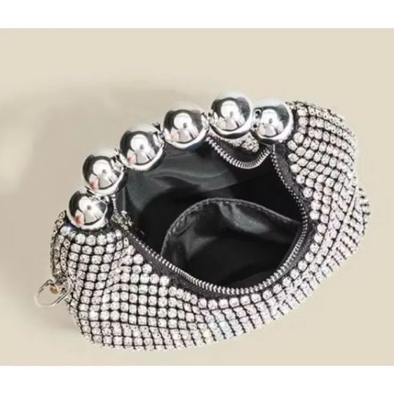 Rhinestone Dinner Handbags Bucket Bags กระเป๋าสะพายข้างสําหรับงานปาร์ตี้งานแต่งงานค็อกเทลปาร์ตี้ เพชรแน่นมากสวยหรูดูแพงมาก เกรดขึ้นห้าง รูปที่ 6