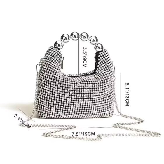 Rhinestone Dinner Handbags Bucket Bags กระเป๋าสะพายข้างสําหรับงานปาร์ตี้งานแต่งงานค็อกเทลปาร์ตี้ เพชรแน่นมากสวยหรูดูแพงมาก เกรดขึ้นห้าง รูปที่ 7