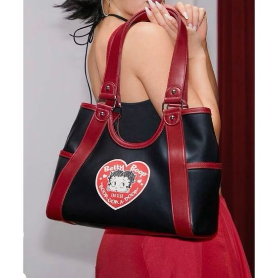 กระเป๋าทรงวินเทจ Betty boob ถือหรือคล้องไหล่วัสดุดีสีสวย แท้💯 รูปที่ 6