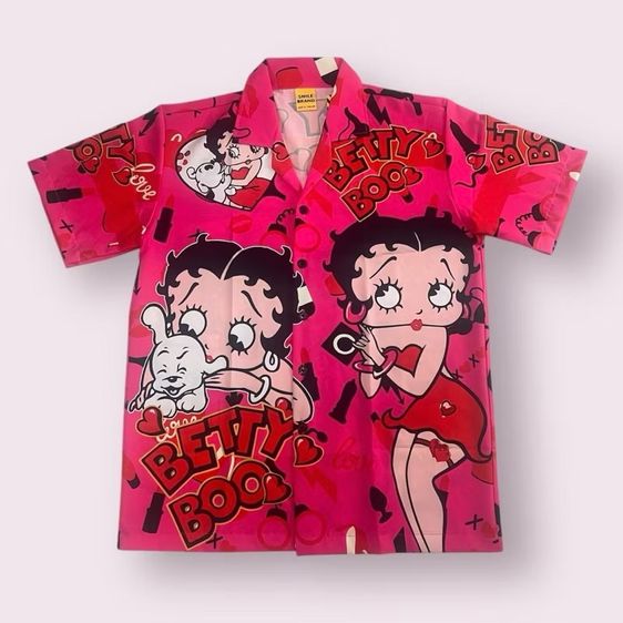เสื้อเชิ้ตฮาวายแขนสั้น ลาย Betty Boop เสื้อเชิ้ตต่อลาย ผ้าไหมอิตาลีแท้ ผ้านิ่มใส่สบายไม่ร้อน ยับยาก ไม่ต้องรีด สีไม่ตก ไม่ย้วย ไม่หด รูปที่ 2