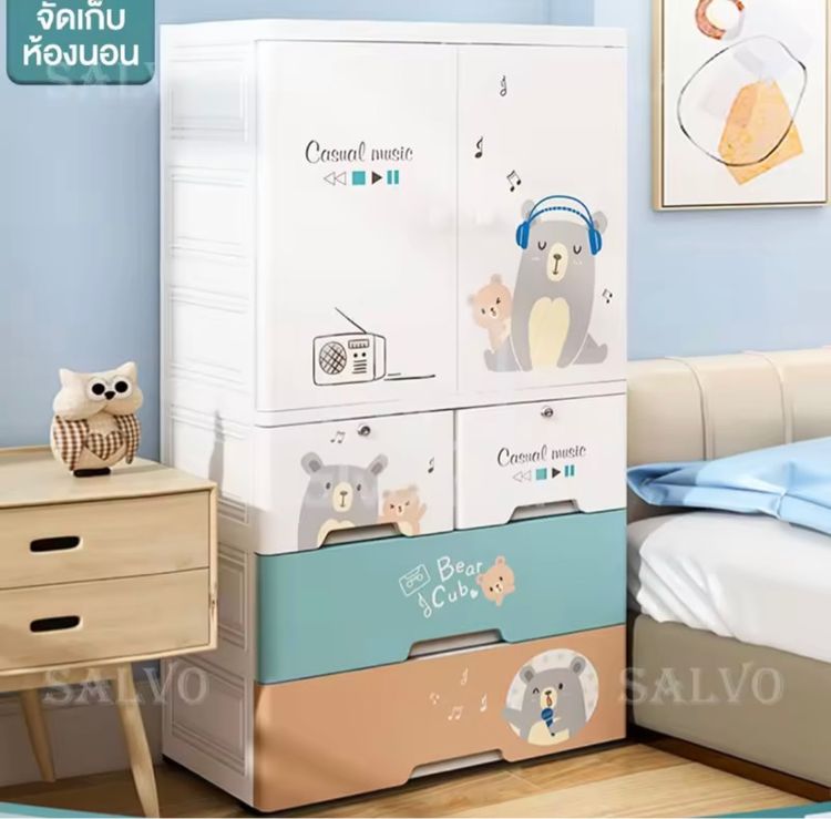 ตู้เสื้อผ้าเด็ก วัสดุปลอดภัยPP รูปที่ 5