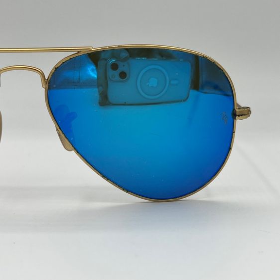 แว่นกันแดด Ray-Ban Aviator เลนส์ปรอทสีฟ้า รูปที่ 12