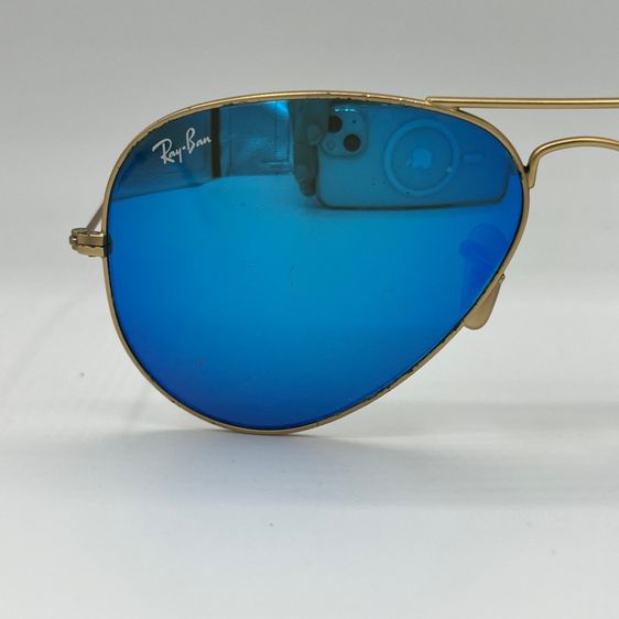 แว่นกันแดด Ray-Ban Aviator เลนส์ปรอทสีฟ้า รูปที่ 11