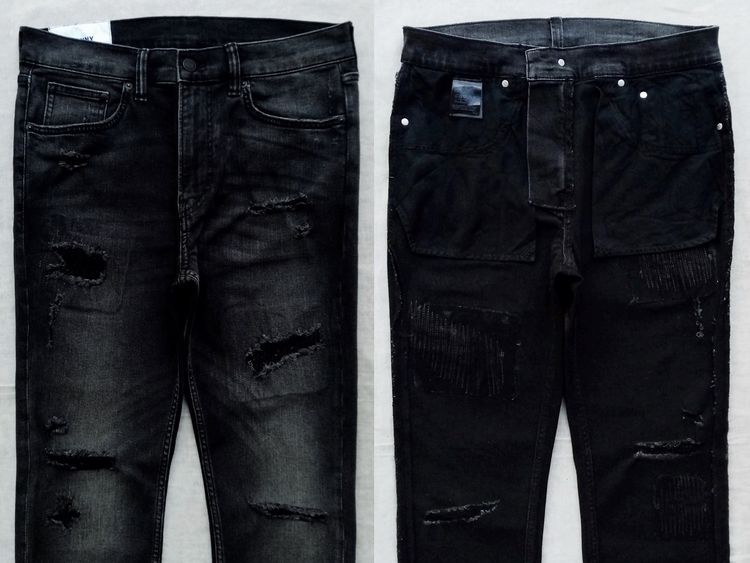 ยีนส์เข้ม ขัดฟอกสี แต่งเซอร์ ทำขาดเดิม กางเกงผู้ชาย รูปที่ 13