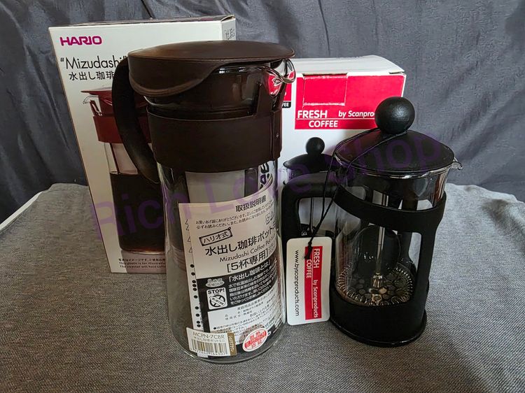 อุปกรณ์ทำเครื่องดื่ม ขายเหยือกสกัดกาแฟ HARIO MIZUDASHI + French Press ของใหม่