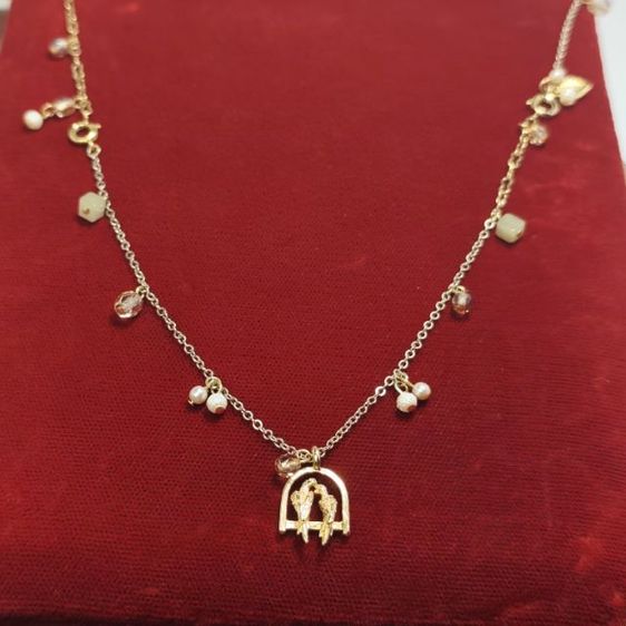 🔖สร้อยสีทองตุ้งติ้ง คริสตัลและหิน  ของจริงสวยมาก งานจากญี่ปุ่น