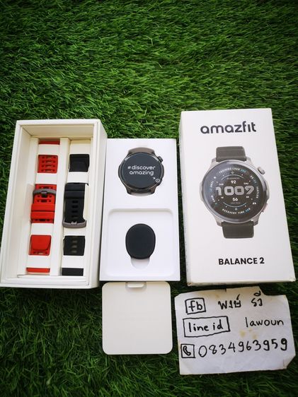 Amazfit balance 2 อุปกรณ์ครบยกกล่องสายเดิมครบหมด ติดกระจกกันรอยให้แล้ว สภาพใหม่เอี่่ยมสวยมากประกันอีกนานหน้าจอกระจก saphire สุ