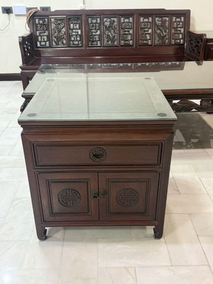 ด่วน 🗃ชุดรับแขก 10 ชิ้นพร้อมโคมไฟ พร้อมขาย ม้านั่งยาว1,เก้าอี้ 4,โต๊ะกลาง 1,โต๊ะวางโคม2,โต๊ะข้าง2 สภาพสวย  รูปที่ 9