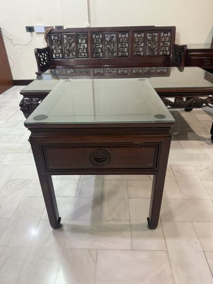 ด่วน 🗃ชุดรับแขก 10 ชิ้นพร้อมโคมไฟ พร้อมขาย ม้านั่งยาว1,เก้าอี้ 4,โต๊ะกลาง 1,โต๊ะวางโคม2,โต๊ะข้าง2 สภาพสวย  รูปที่ 5