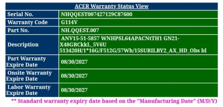 Acer Nitro V 15 ANV15-51-5857 Intel Core i5-13420H NVIDIA GeForce RTX 4060 ประกันศูนย์ รูปที่ 3