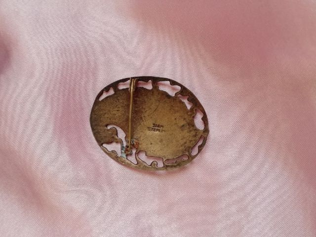 เข็มกลัดเงินโบราณ ตอกSIAM STERLING (ชิ้นยาว 37มิล) รูปที่ 2