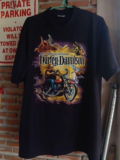 ดำ EU 44 แขนสั้น เสื้อทีเชิ้ต อื่นๆ เสื้อยืด Vintage Harley-Davidson 1987
"On The Eighth Day God Created"
