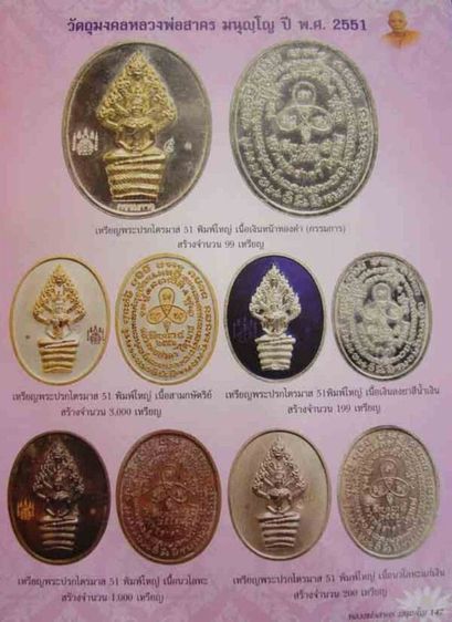 เหรียญนาคปรกไตรมาส เนื้อ 3 กษัตริย์ ปี 2551 หมายเลข 891 สร้า งน้อยแค่ 3000 เหรียญ หลวงพ่อสาคร วัดหนองกรับ รูปที่ 16