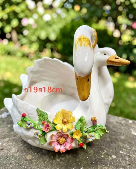 ของตกแต่งบ้านอื่นๆ รูปปั้นหงส์คู่เซรามิค