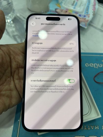ขาย iPhone 14promax 128g battery 97 เปลี่ยนแท้ ศูนย์ ไม่มีตำหนิสีดำ มีกล่อง ราคา 19500 บาท ใช้งานปกติ นัดรับกทม  รูปที่ 6