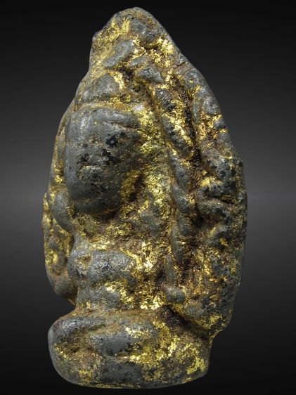 พระอุปคุตพิมพ์ใหญ่สองหน้า เนื้อชินเขียว กรุวัดวังบัว จ.เพชรบุรี  รูปที่ 5