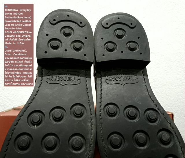 THURSDAY Everyday Boots, Men's 9.5US 42.5EU(27.9cm) Original ของแท้ มือ 2 สภาพเยี่ยม, รองเท้า THURSDAY หนังแท้ พื้นเต็ม สวยมาก (Rare Items) รูปที่ 11