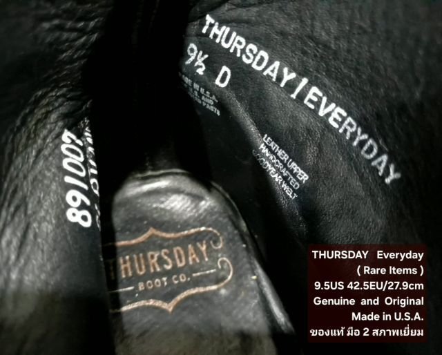 THURSDAY Everyday Boots, Men's 9.5US 42.5EU(27.9cm) Original ของแท้ มือ 2 สภาพเยี่ยม, รองเท้า THURSDAY หนังแท้ พื้นเต็ม สวยมาก (Rare Items) รูปที่ 17