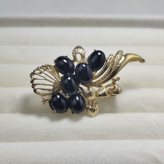 🔖เข็มกลัดสีทอง ประดับวัสดุสีดำ ของจริงสวยมาก งานจากญี่ปุ่น รูปที่ 7