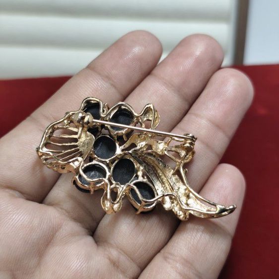 🔖เข็มกลัดสีทอง ประดับวัสดุสีดำ ของจริงสวยมาก งานจากญี่ปุ่น รูปที่ 3