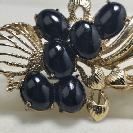 🔖เข็มกลัดสีทอง ประดับวัสดุสีดำ ของจริงสวยมาก งานจากญี่ปุ่น รูปที่ 4