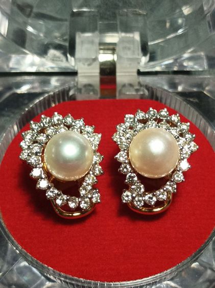 ชุด แหวนต่างหูมุก ประดับเพชรแท้ ตัวเรือนทอง 18k สวยมากๆ รูปที่ 11