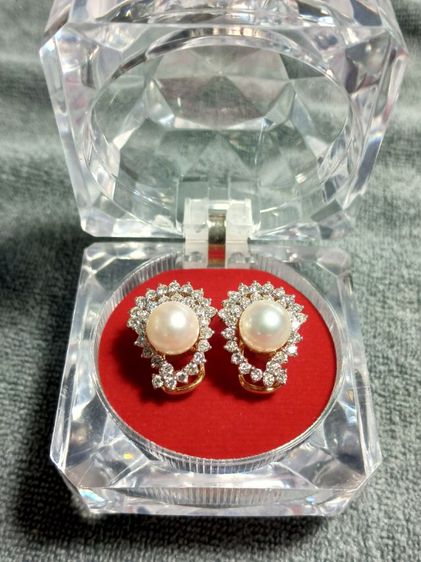 ชุด แหวนต่างหูมุก ประดับเพชรแท้ ตัวเรือนทอง 18k สวยมากๆ รูปที่ 2