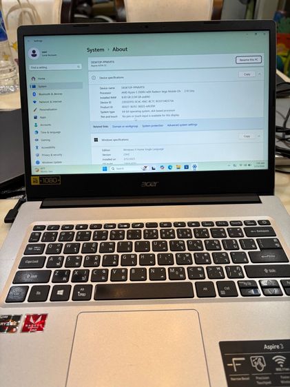 โน้ตบุ๊ค ACER Aspire 3 Ryzen พร้อมชิป AMD Ryzen 5 3500U with Radeon Vega Mobile Gfx 2.10 GHz RAM 8 GB SSD 512 GB รูปที่ 3