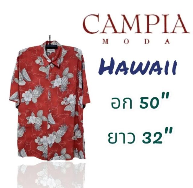 เสื้อเชิ๊ต,เสื้อฮาวาย Hawaii, ยี่ห้อ campia moda อก 50",ยาว 32"