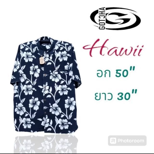 เสื้อเชิ๊ต,เสื้อฮาวาย Hawii, vintage, ยี่ห้อ GOTCHA อก 50",ยาว 30"