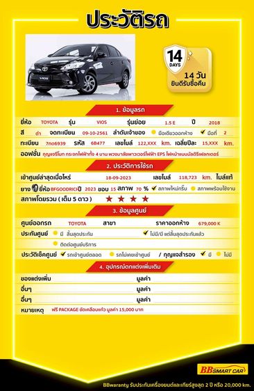 Toyota Vios 2018 1.5 E Sedan เบนซิน ไม่ติดแก๊ส เกียร์อัตโนมัติ ดำ รูปที่ 2