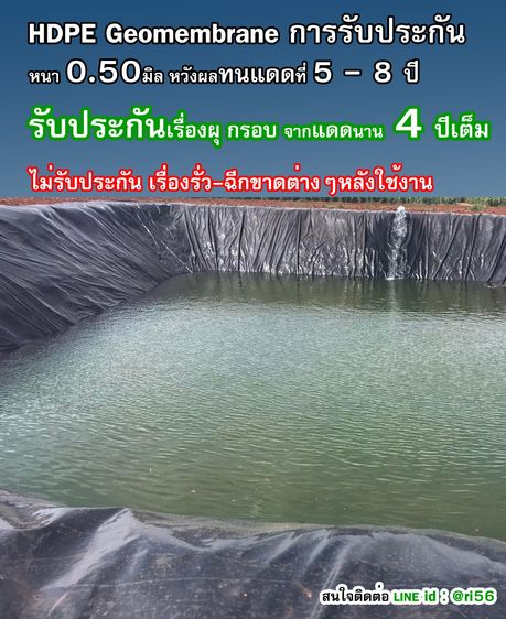 ผ้ายางปูบ่อ พลาสติกปูบ่อ แผ่นใหญ่ LDPE และ HDPE รีดเชื่อมสำเร็จ คลี่ปูเองได้ หนา 0.30 - 0.75มิล รูปที่ 7