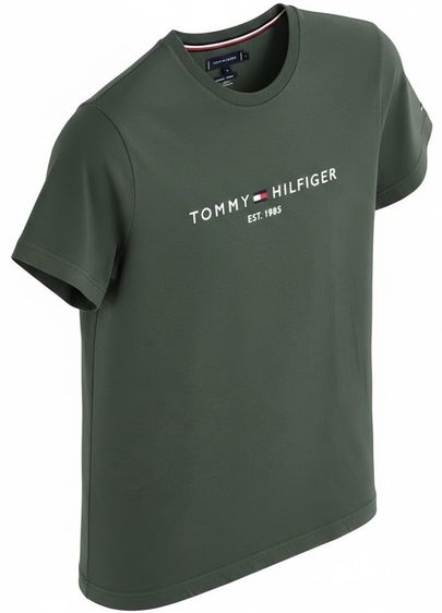 Tommy  Hilfiger  Corp Logo Tee Organic Cotton Slim Fit EST. 1985 รูปที่ 6
