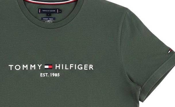 Tommy  Hilfiger  Corp Logo Tee Organic Cotton Slim Fit EST. 1985 รูปที่ 4