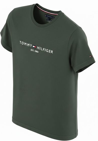 Tommy  Hilfiger  Corp Logo Tee Organic Cotton Slim Fit EST. 1985 รูปที่ 7