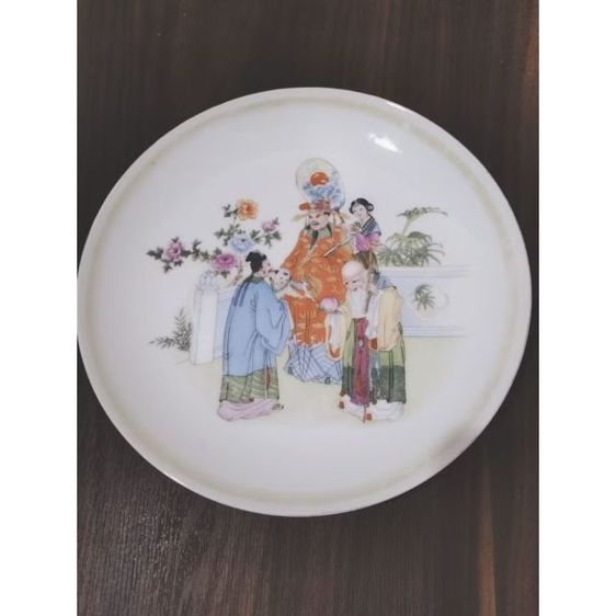 เครื่องแก้วเก่า จานกระเบื้องเคลือบศิลปะจีนเก่า