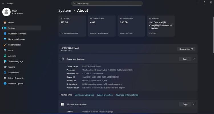 Acer Nitro 5 (AN515-57) RTX 3050 จอ 144Hz สภาพสวย เพียง 9,990 บาท รูปที่ 3