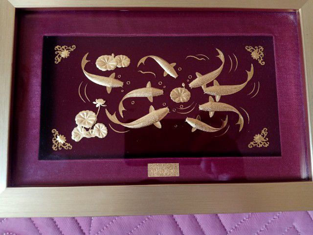 กรอบรูปปลาคาร์ฟมงคล 30cmx18cm ทำจากทองเเท้  รูปที่ 3