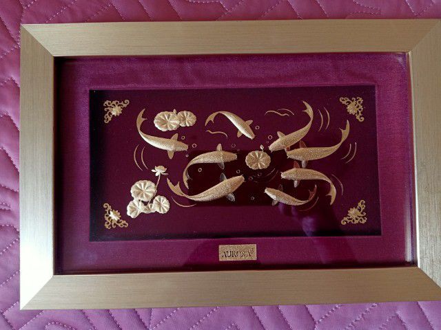 อื่นๆ กรอบรูปปลาคาร์ฟมงคล 30cmx18cm ทำจากทองเเท้ 