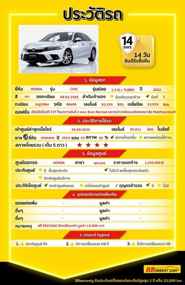 Honda Civic 2022 1.5 EL+ Sedan เบนซิน ไม่ติดแก๊ส เกียร์อัตโนมัติ เทา รูปที่ 2