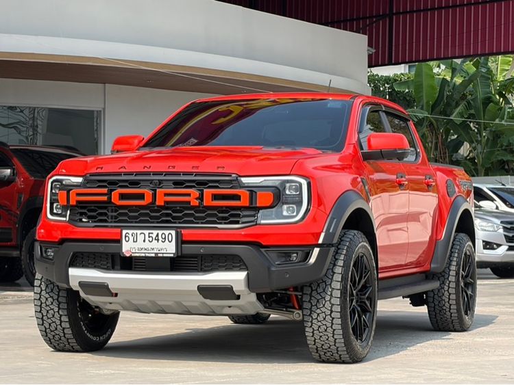 Ford Ranger 2025 Raptor 2.0 Bi-Turbo 4WD Pickup ดีเซล ไม่ติดแก๊ส เกียร์อัตโนมัติ ส้ม
