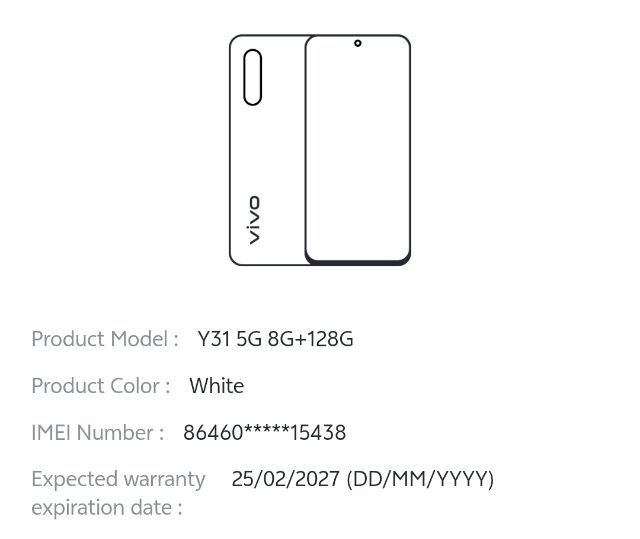 Vivo Y31 128GB Marble White 5G แกะกล่อง ประกัน 1 ปี รูปที่ 2