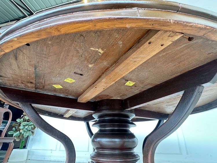 ชุดโต๊ะทานอาหารไม้จริง 8 ที่นั่ง ท็อปทรงกลม โครงกลึงกลม รูปที่ 8