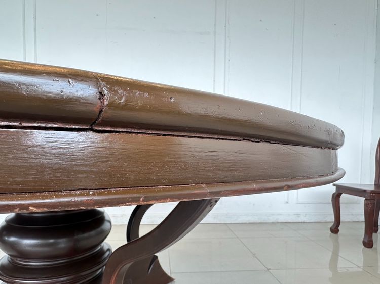 ชุดโต๊ะทานอาหารไม้จริง 8 ที่นั่ง ท็อปทรงกลม โครงกลึงกลม รูปที่ 7